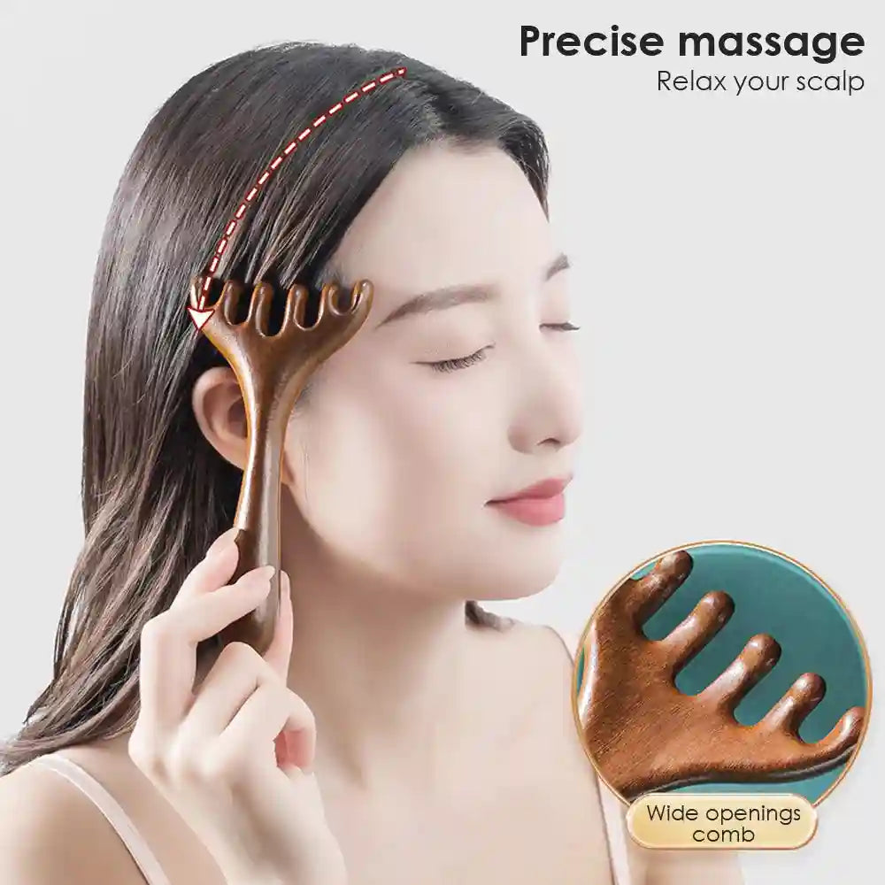 Sandalwood Facial Meridian Comb for Lymphatic Drainage | Tidesmit Massage Roller Tidesmit