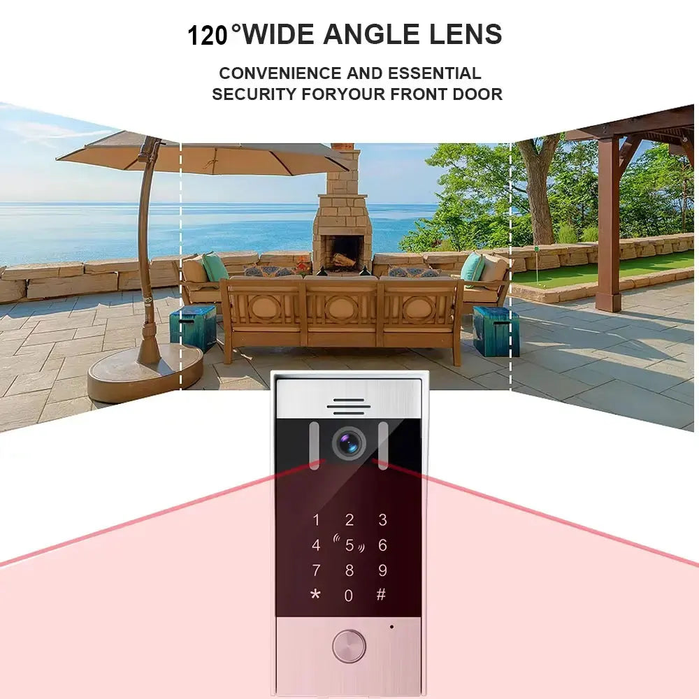 WiFi Video Doorbell System 4 Wire 10inch 1080P Doorphone Fingerprint Password Door Camera Video Intercom W/ Electric Strike Lock