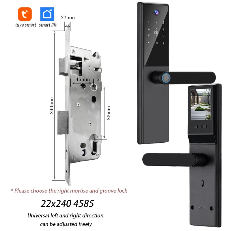 Tuya WiFi Digital Electronic Smart Door Lock with Camera Photo Capture for Residential and Apartment Entrance doors
