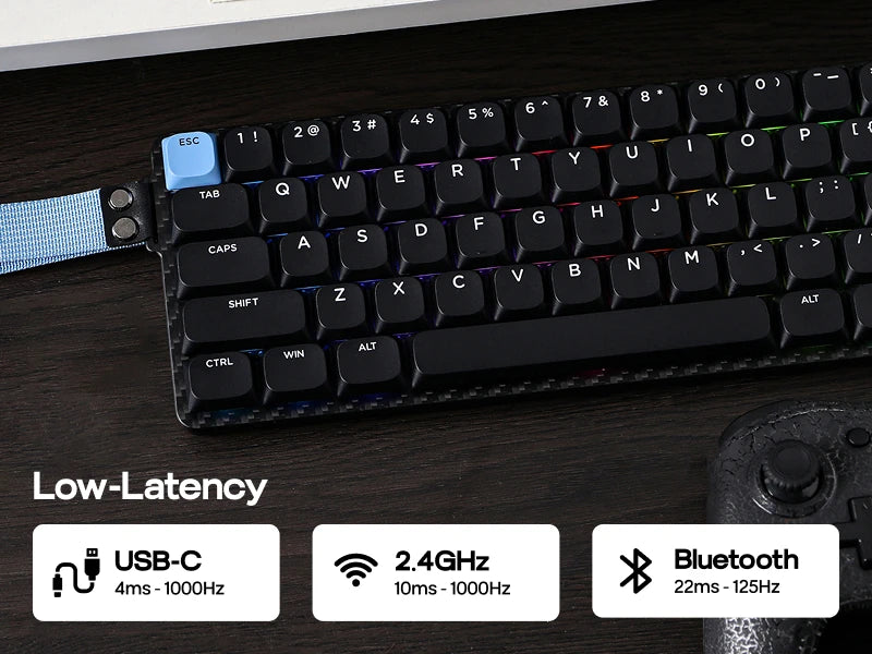 EPOMAKER Carbon60 60% ANSI US Layout Tri-mode Wireless Mechanical Keyboard with QMK/VIA Programmable & RGB Backlights