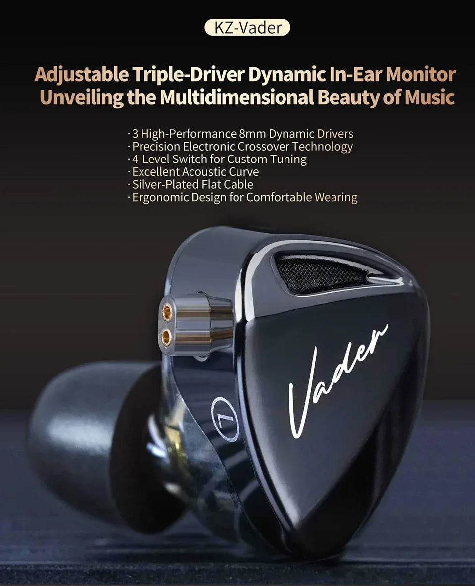 KZ Vader In-Ear Monitor | Adjustable Tuning HiFi Audio | Tidesmit Tidesmit
