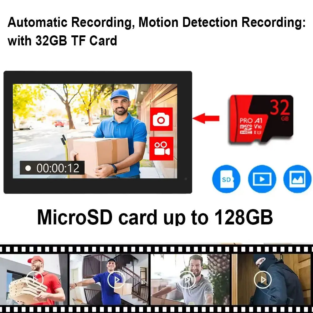 Home Smart Wireless WiFi Video Intercom Doorbell 2 10 inch Screen 1080P 2 Wires Video Doorphone System with Electric Strike Lock