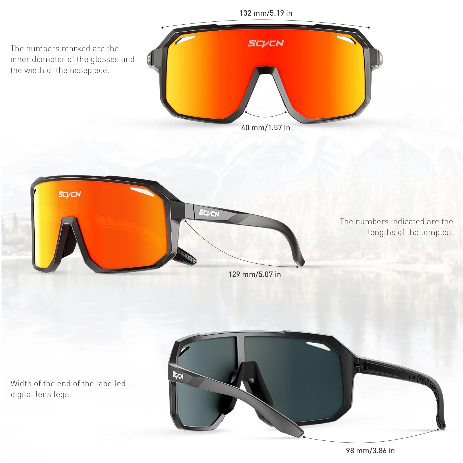 SCVCN MTB UV400 Goggles Bicycle Riding Sunglasses Fashion Sunglasses Street Outdoor Cycling Glasses Sports Bike for Men Eyewear