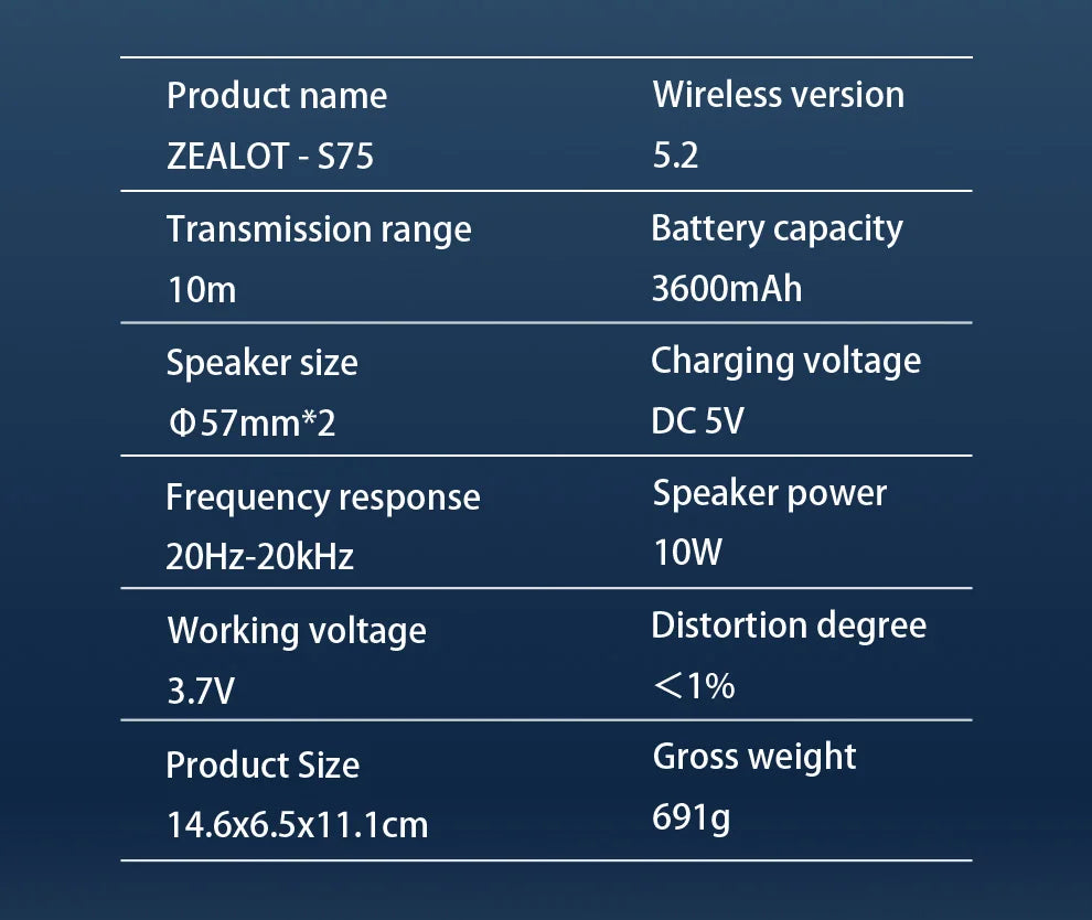 ZEALOT S75 10W Wireless Speakers, Outdoor Portable Subwoofer Speaker Waterproof IPX 6, Wireless Speaker, Dual Pairing,3000mAh.