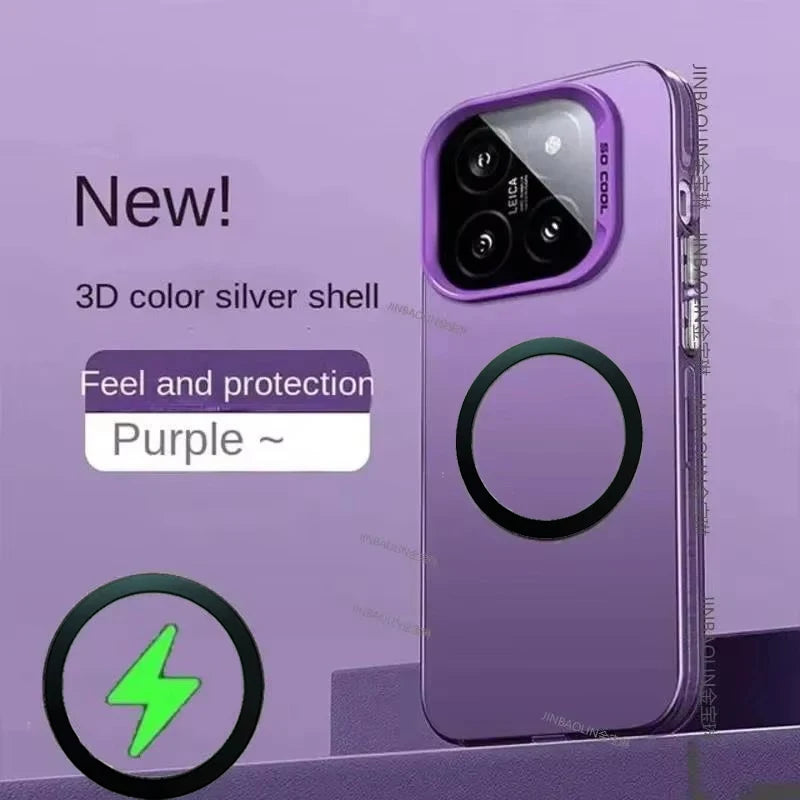 MagSafe Wireless Charging Case for Xiaomi 15 Pro - Matte Shock-Absorbing Cover Purple Tidesmit