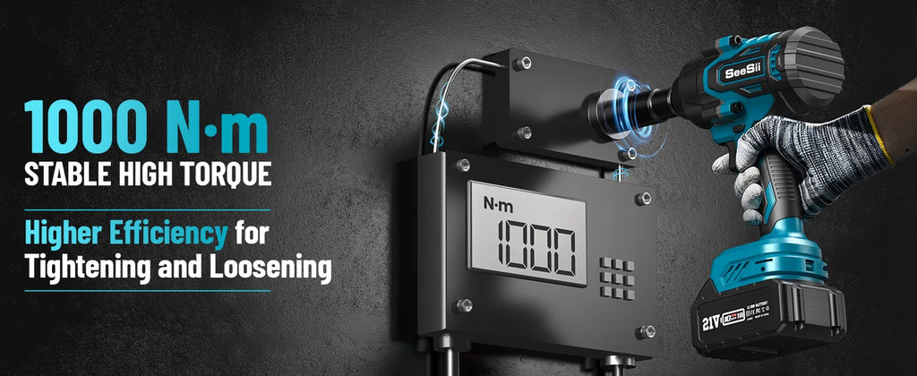 SeeSii 900Nm 1000Nm 1300Nm Cordless Impact Wrench Brushless Electric Impact Gun Kit Battery Powered Tool For Car Tire Repair with 2*4.0Ah Batteries Case LED Light For Makita