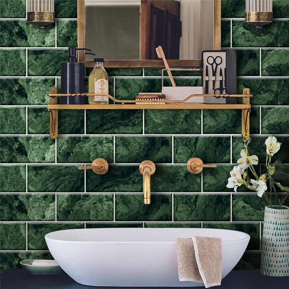 9/27/54PCS Pink Yellow Green Brick Tile Stickers For Kitchen Bathroom Wallpaper Waterproof Peel&Stick DIY Wall Sticker Home Deco