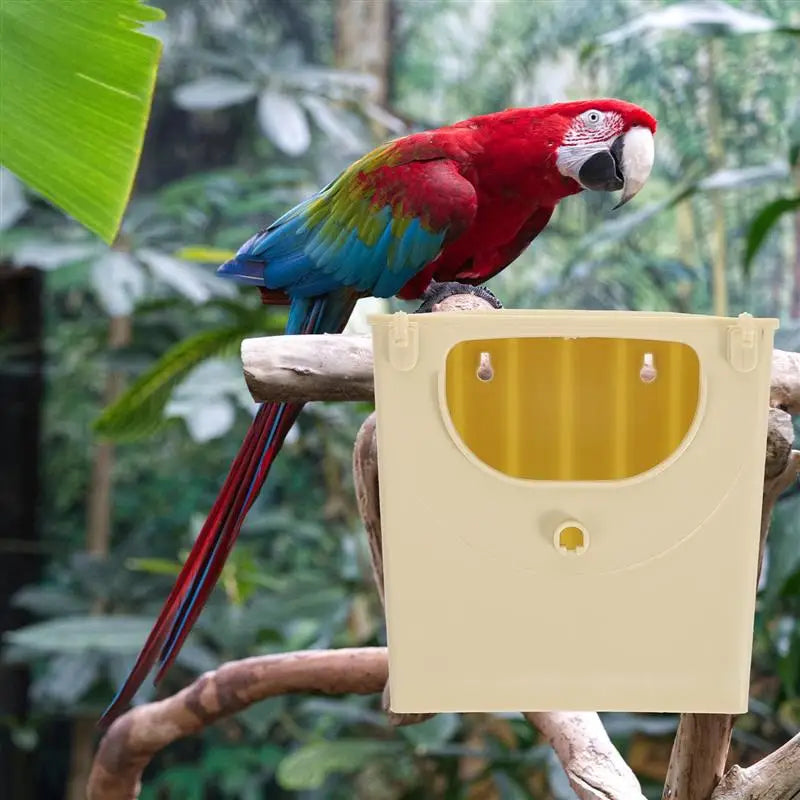 4-pack plastic bird breeding box for lovebirds and parrots. Durable hanging nest for safe incubation and mating.