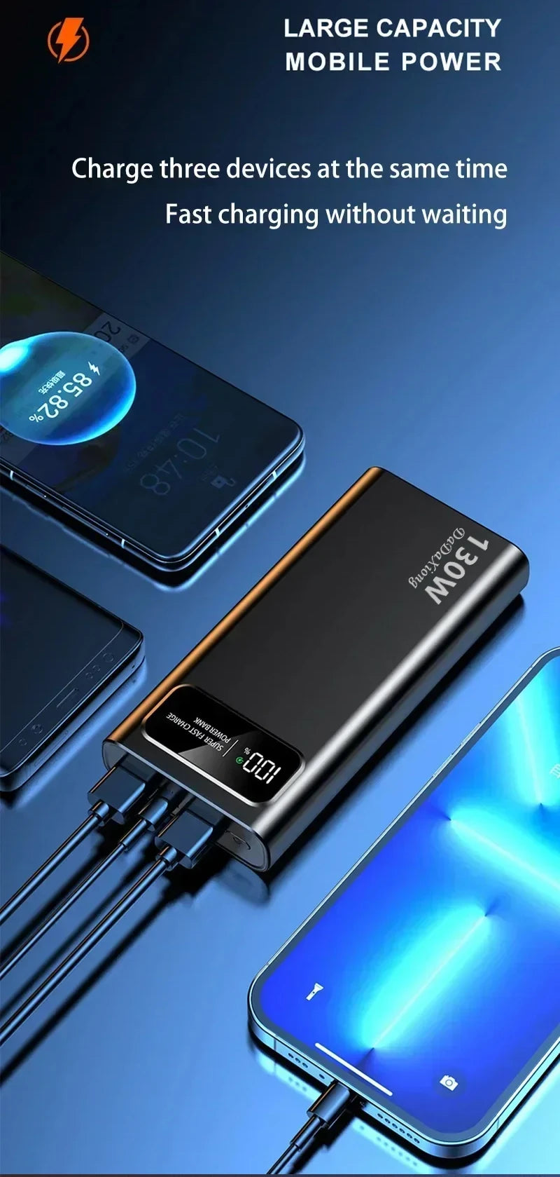 200000mAh Fast Charging Power Bank | 130W PD Portable Battery Tidesmit