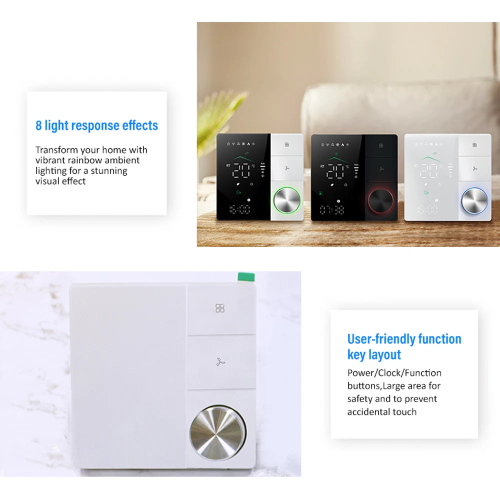 New Smart Thermostat with Knob WIFI Temperature Controller Air Conditioning Thermostat Fan Coil Unit AC Controller for Home Room
