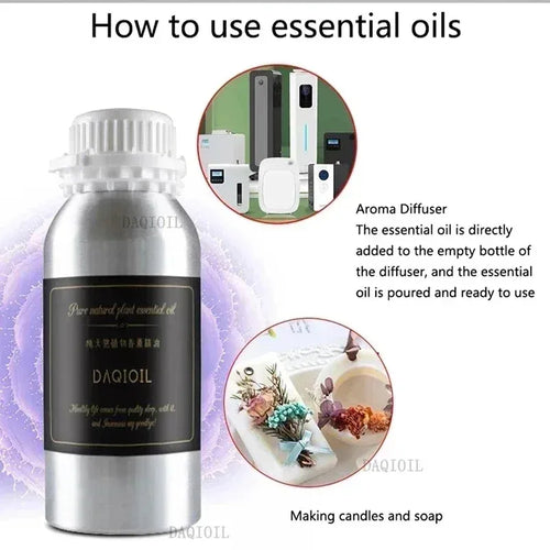 Daqioil silver bottle essential oil for aromatherapy diffusers and wellness candle making.
