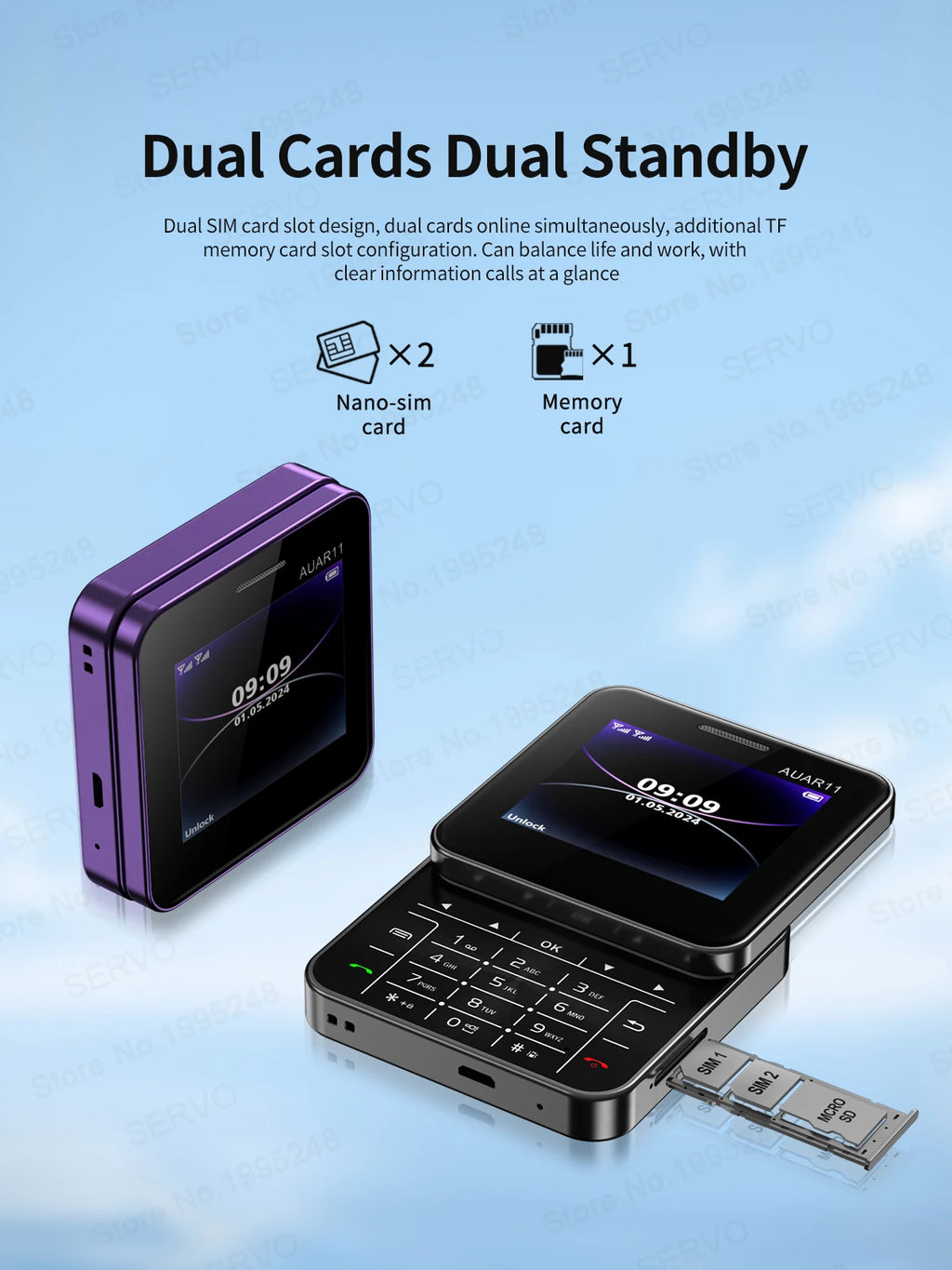 SERVO AUAR11 Rotating Screen Mobile Phone 2G GSM Dual SIM Blacklist Magic Voice FM Radio Speed Dial Torch Mini Sliding Cellphone