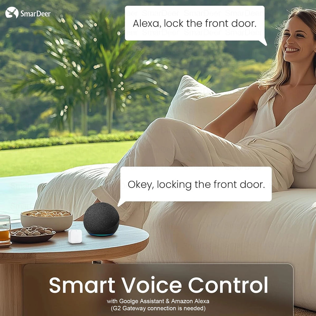 SmarDeer IP65 Waterproof Sliding Door Smart Lock，Tuya WiFi Broken Bridge Aluminum Sliding Door  Fingerprint Lock