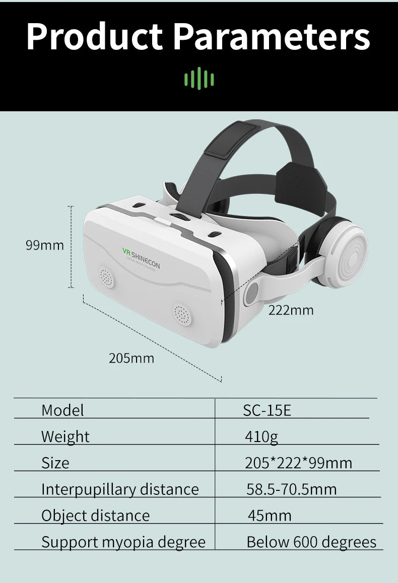 VR Headset for Smartphones - Immersive 3D Glasses with Remote Controller Tidesmit