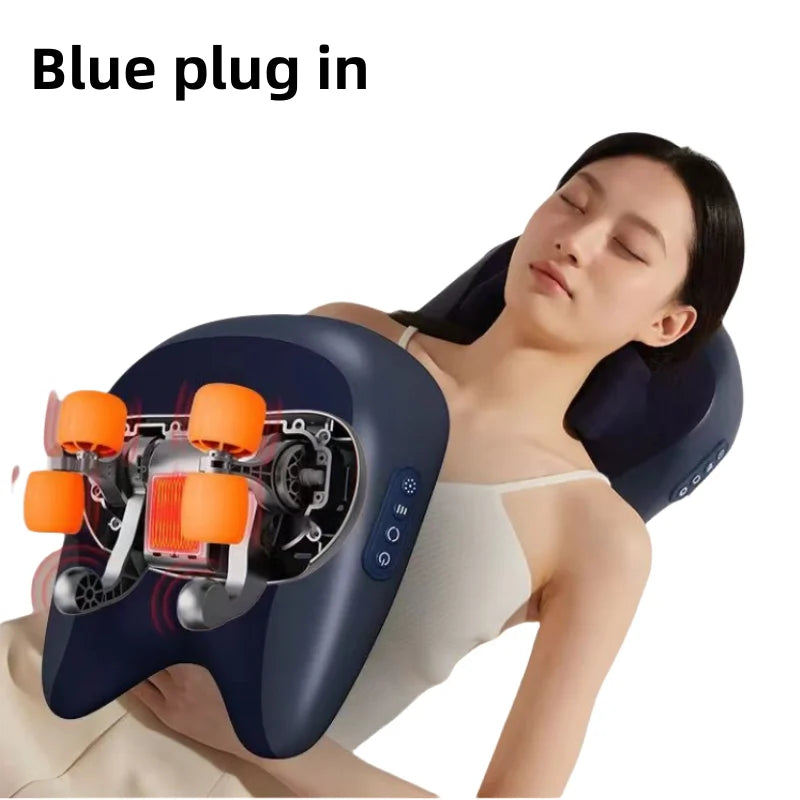 Electric Massager with Heat Therapy for Targeted Deep Tissue Muscle Relief Massage Cushion Blue plug in Tidesmit