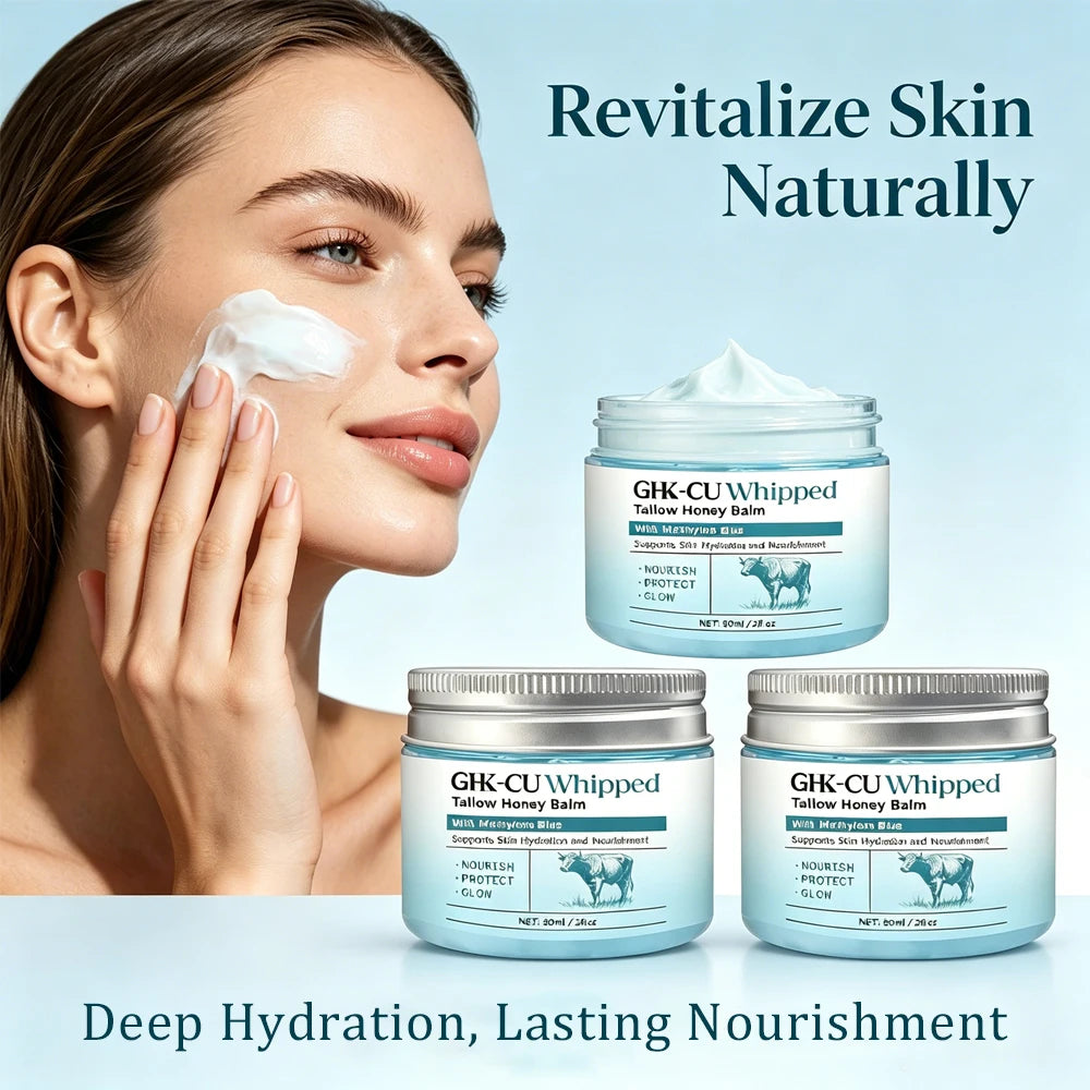 1/2/3PCS Copper Peptides GHK-Cu Beef Tallow for Skin, Blue Balm Manuka Honey & Vitamin E, Natural Face Moisturizer, Skincare