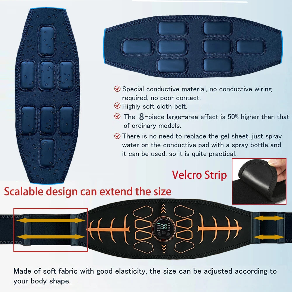 Muscle Toner Abdominal Belt - Rechargeable USB Abs Trainer (Orange) Fascia Gun Tidesmit