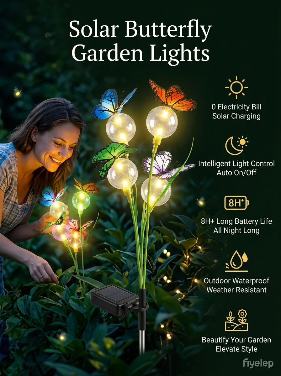 Solar Outdoor Light Butterfly Bobble Ball Swing Lamp Garden Yard Lawn Landscape Decor Light