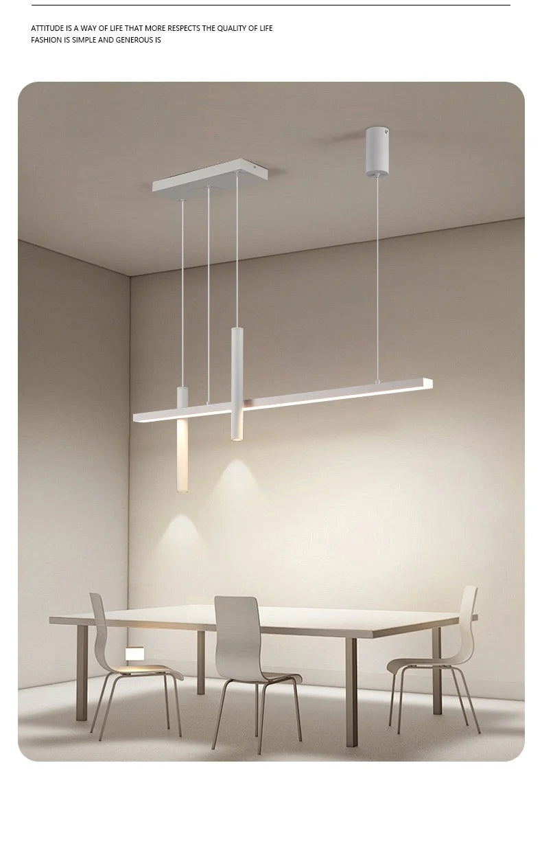 Linear LED Chandelier for Dining Room - Modern Dimmable Pendant Light Tidesmit