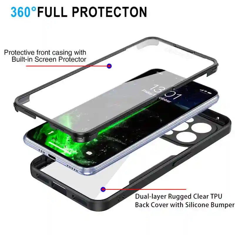 iPhone 16 Pro Full Body Shockproof Clear Case with Screen Protector Tidesmit