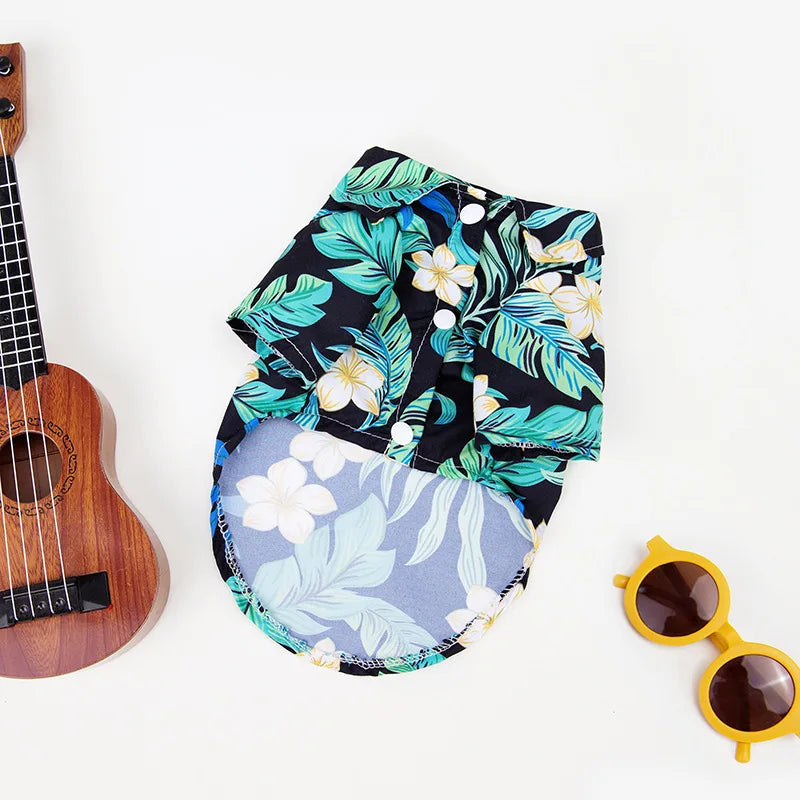 Breathable Hawaiian floral pet shirt for dogs, XS-5XL. Stylish, comfortable summer clothing for medium to large puppies.