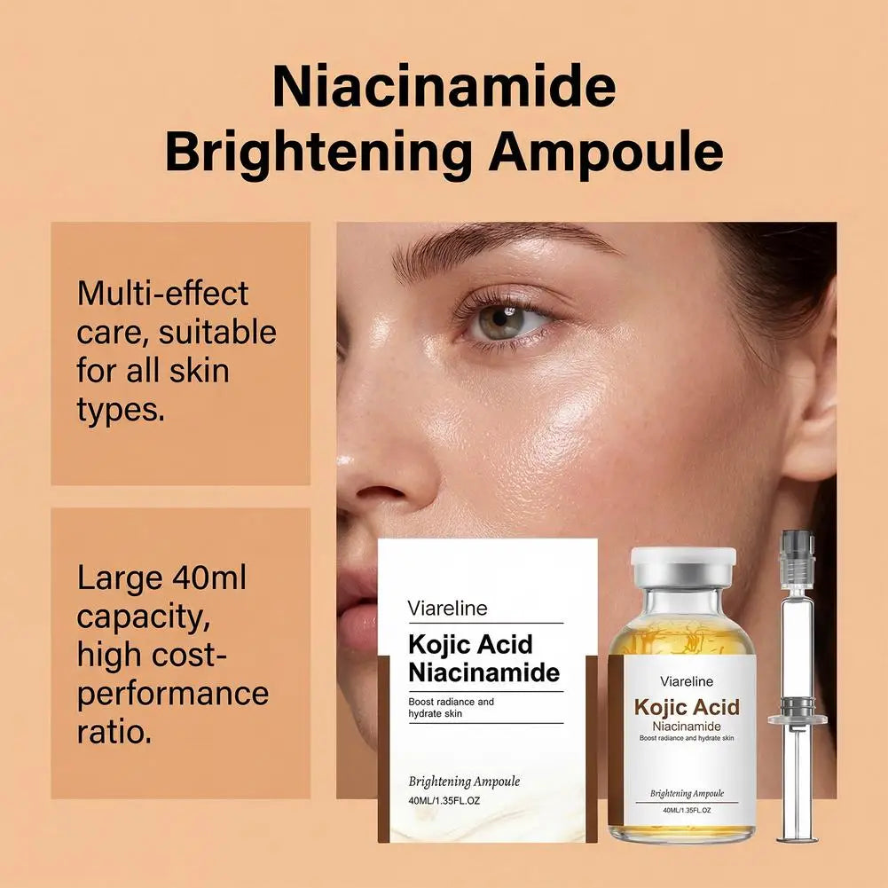 Brightening Kojic Acid & Niacinamide Ampoule 40ml Even Skin Tone Hydrating Moisturizing Dual Care Easy To Use Skincare