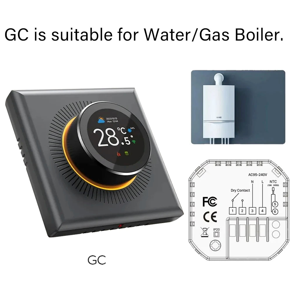 TUYA WiFi Smart Knob Thermostat  Floor Heating Water Gas Boiler Home Room Programmable Temperature Controller Alexa Google Home