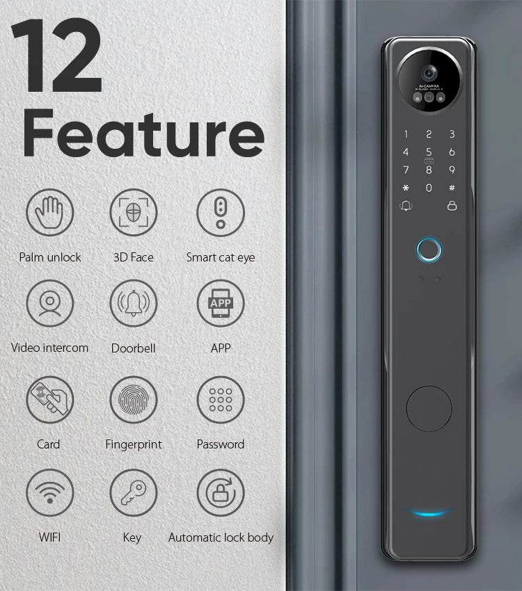 New Redesign Technology Cerradura Digital Finger Print Palm Vein Smart Door Lock With Camera And Fingerprint