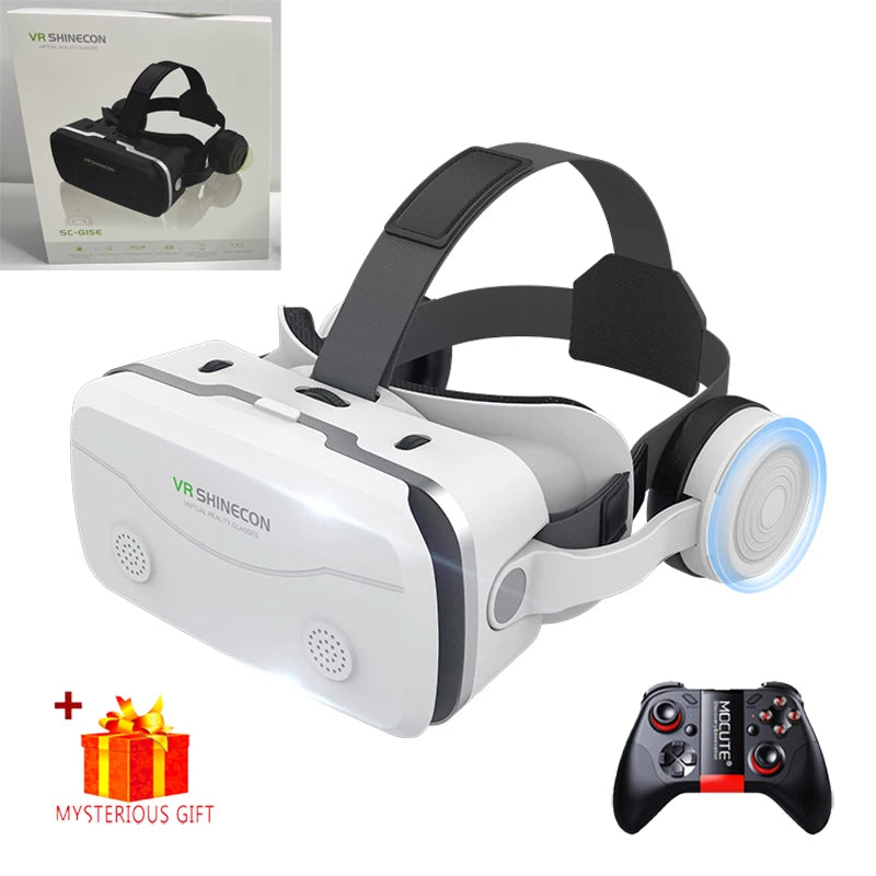 VR Headset for Smartphones - Immersive 3D Glasses with Remote Controller White With Remote B Tidesmit