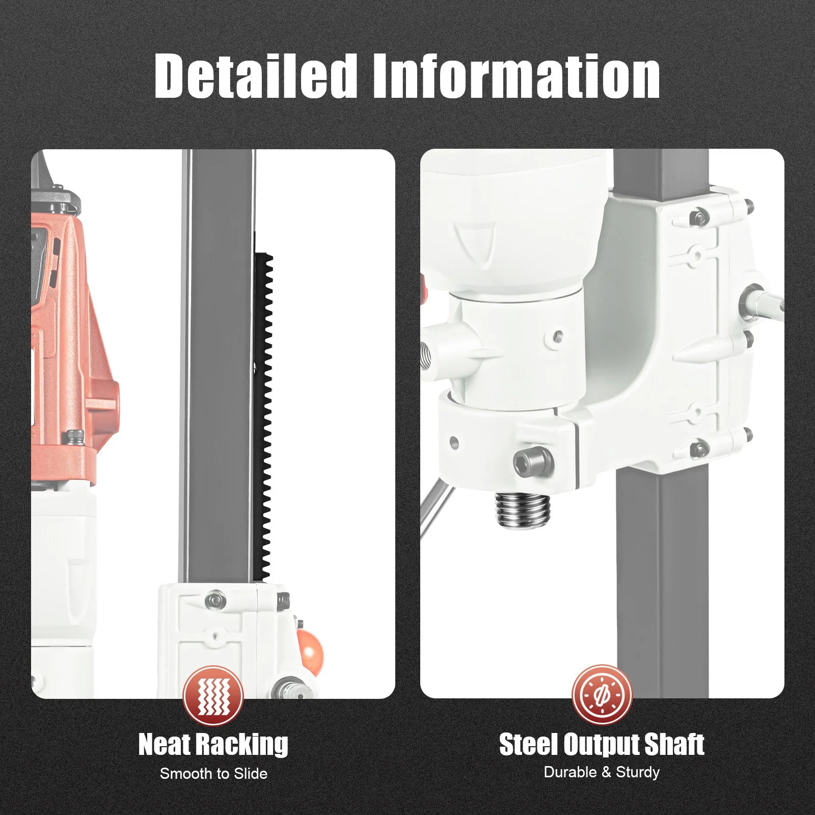 2200W Vertical Handheld Dual Use Diamond Core Drill CD-S2200-180A EU 220V 1200RPM Copper Water Seal Max 180mm Drilling Diameter Adjustable Bracket Red Concrete Wall Drilling Industrial Construction Power Tool