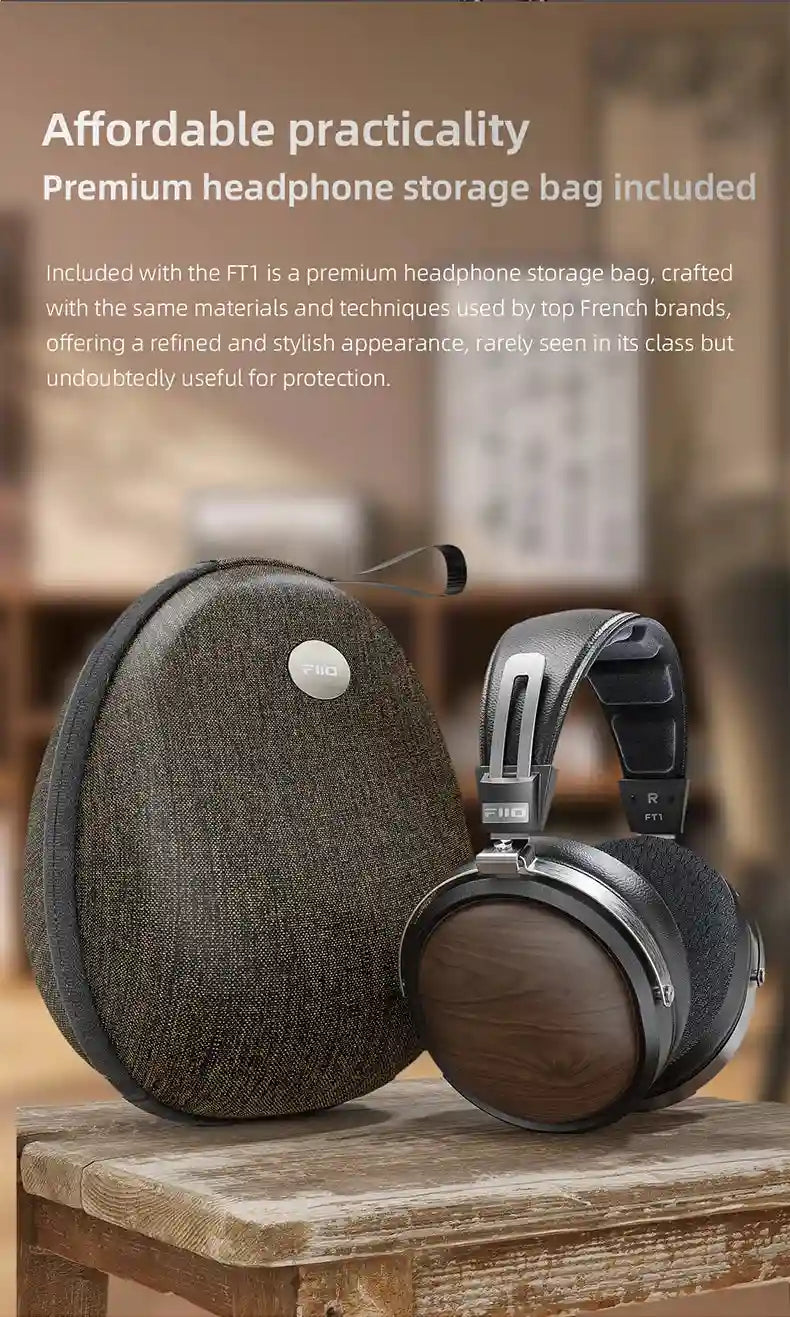 FiiO FT1 Closed-Back Over-Ear Headphones with 60mm Wood Driver Tidesmit