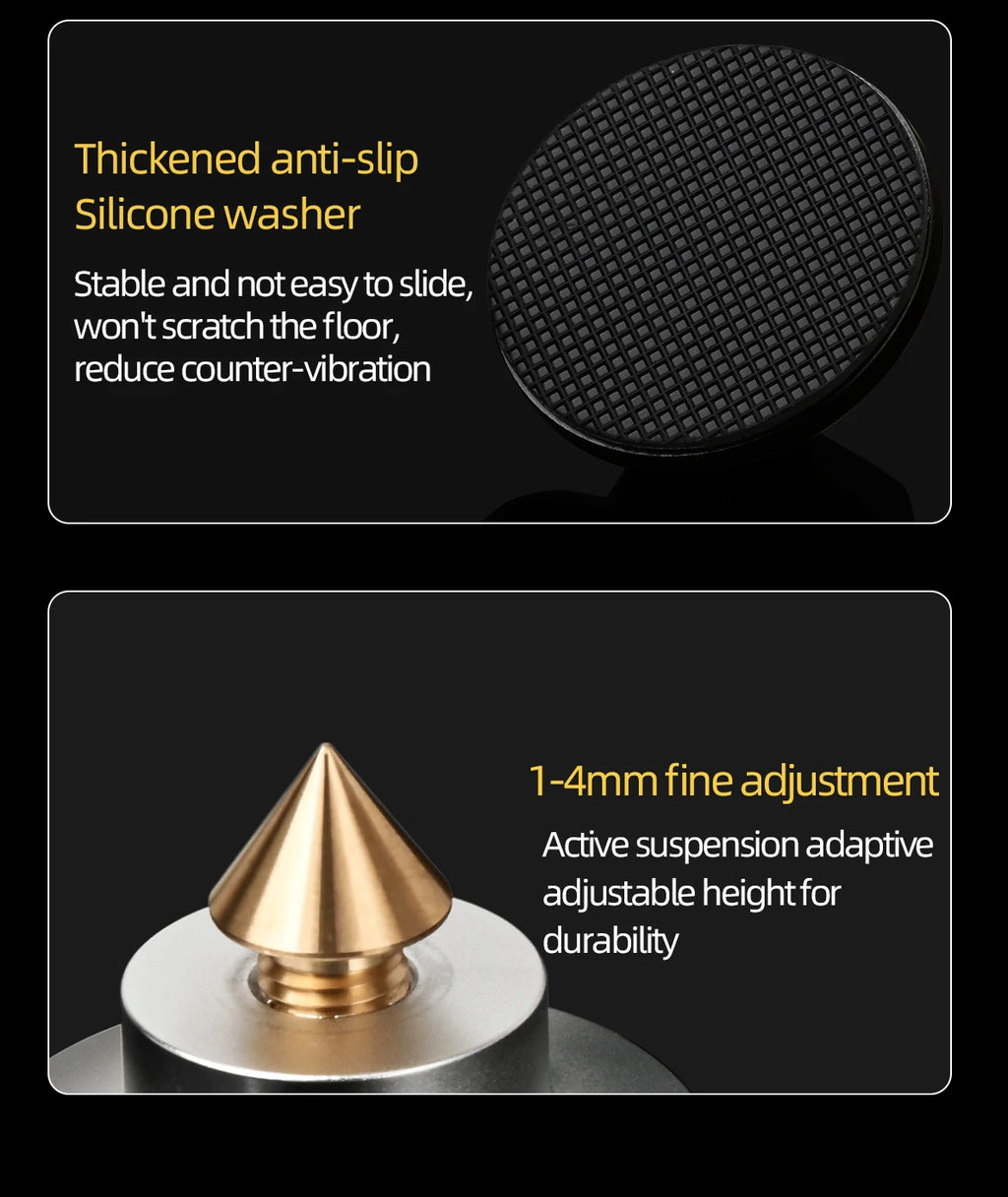 ERUMPENT 4 PCS Hi-end Speaker Spike Stand Foot Pads for Sounds Carbon Fiber Adjustable Audio Speakers Shock-absorbing Feet Pegs