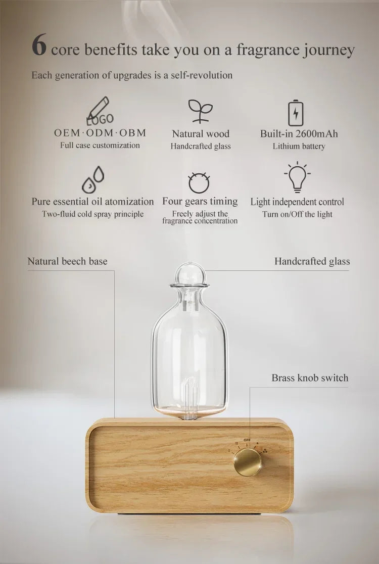 Wood Grain Aroma Diffuser Air Freshener Waterless Essential Oil Diffusers Mini Usb Nebulizer Diffuser  for Home Office Room