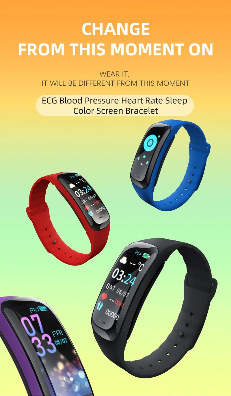 C1 Plus Smart Watch Fitness Tracker Bluetooth Heart Rate Blood Pressure Monitor Step Counting Sports Bracelet for Men Women 2026