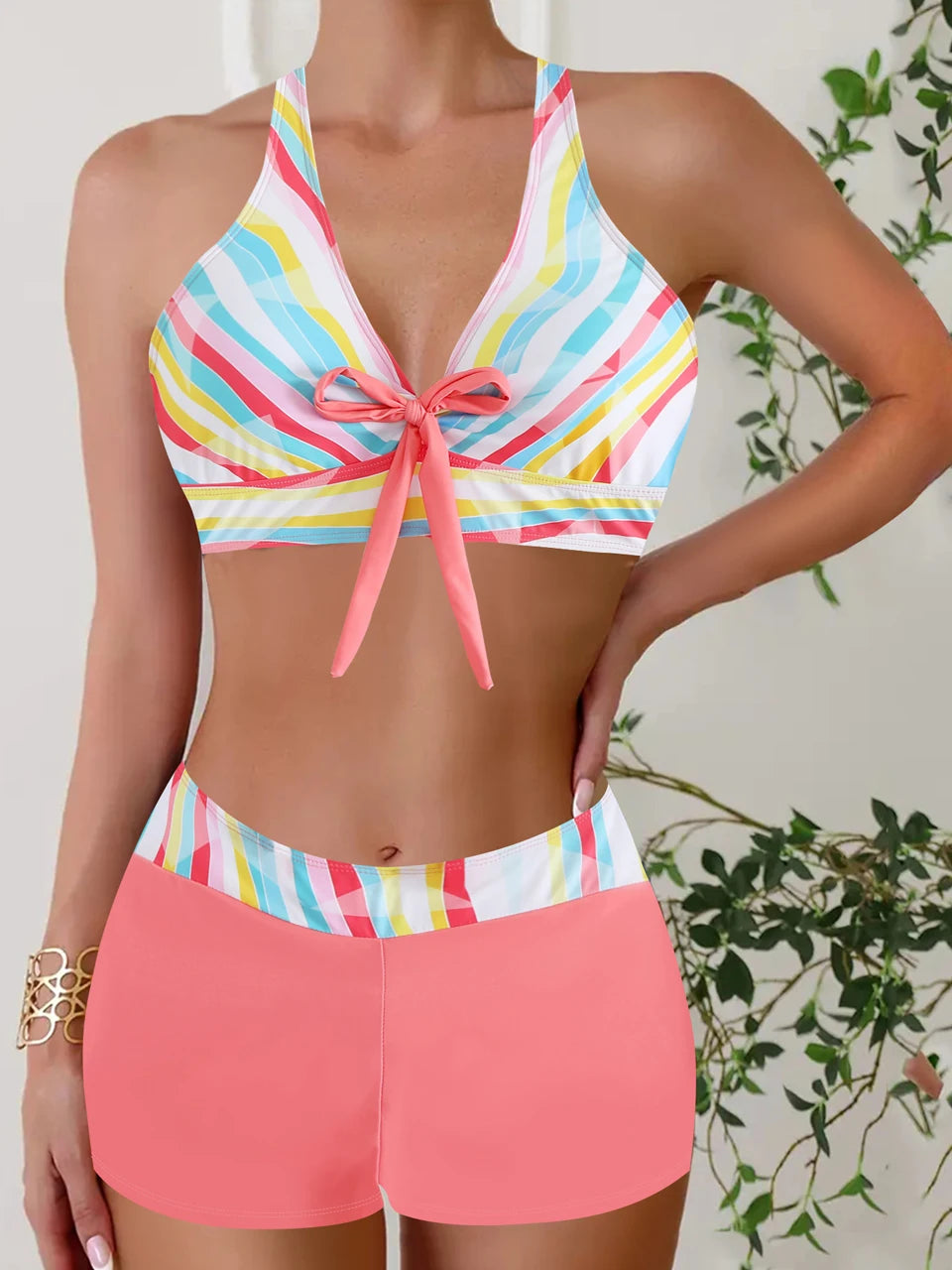 2025 High Waist Bikinis Women Sports Swimwear Print Bathing Suit Female Padded Beach Wear Bathers Swimming Swimsuit Summer
