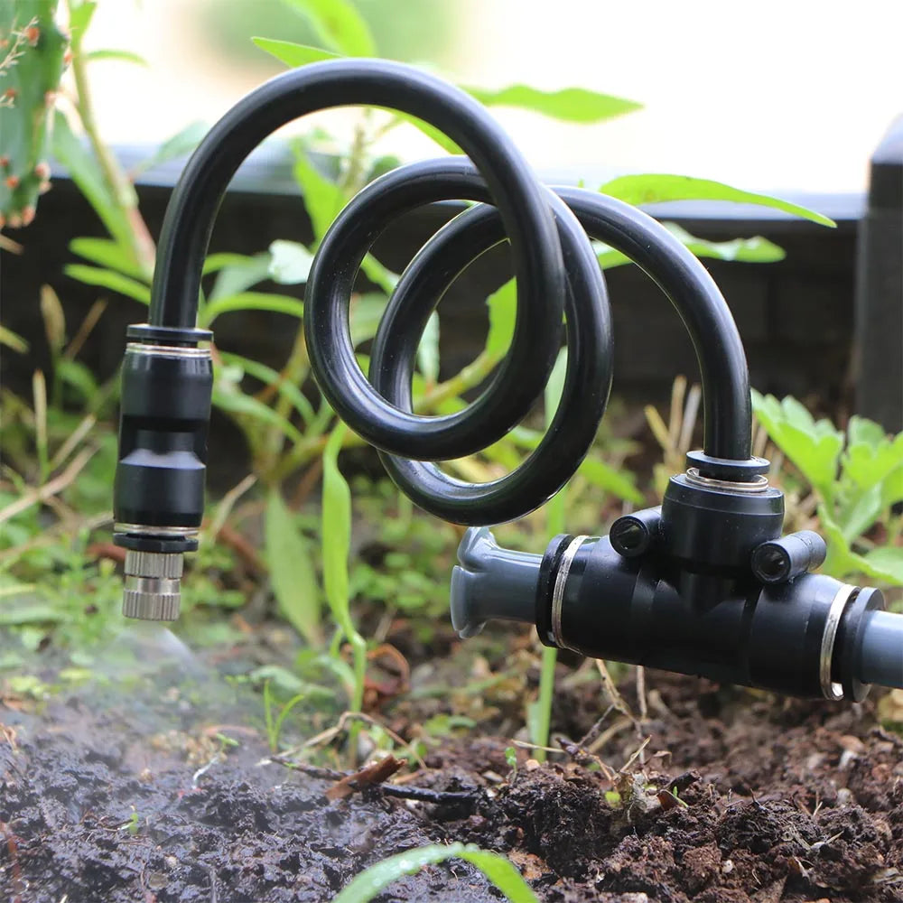 3/8" 9/12mm Misting Cooling System 360° Bend 0.6mm Nozzles Atomizer Sprayers PE Tubing 80 Mesh Filter Garden Irrigation Watering