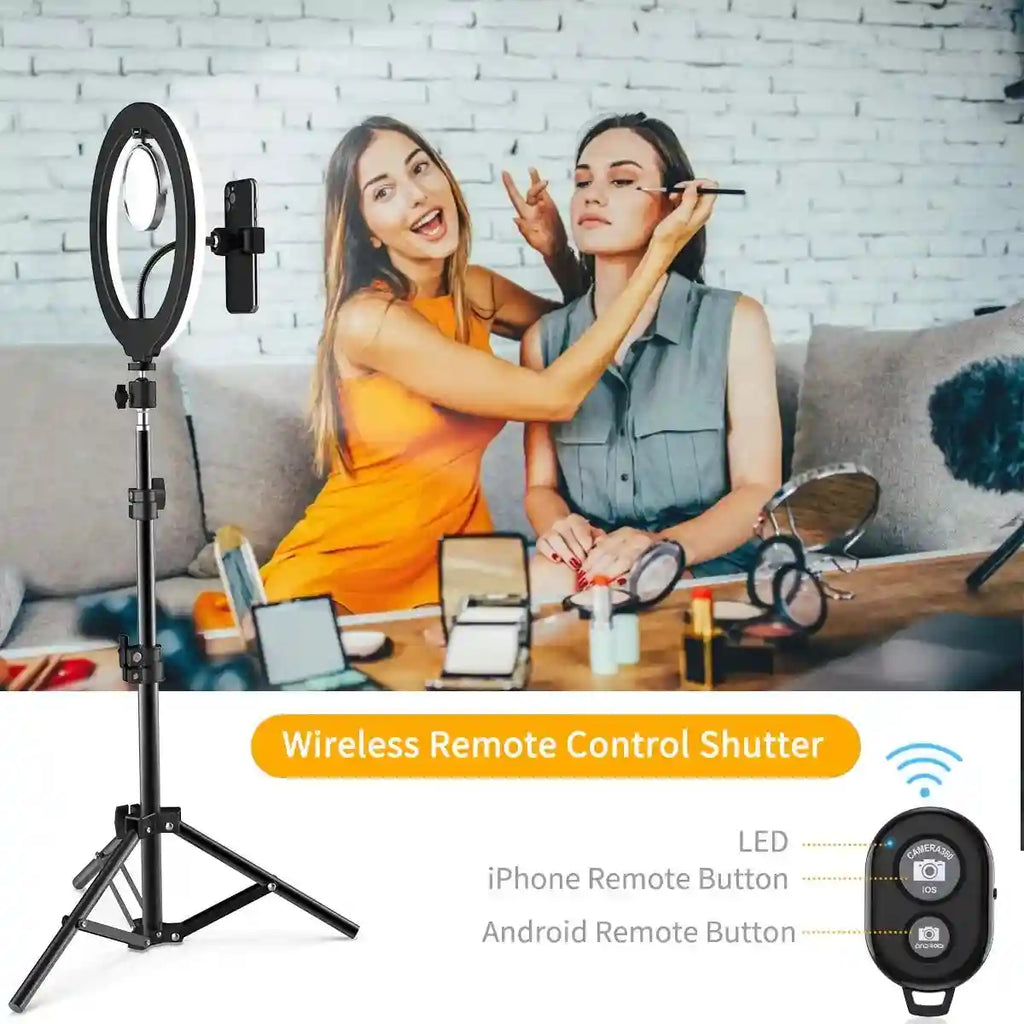 LED Ring Light with Tripod - Dimmable 33cm Content Creation Lamp Tidesmit