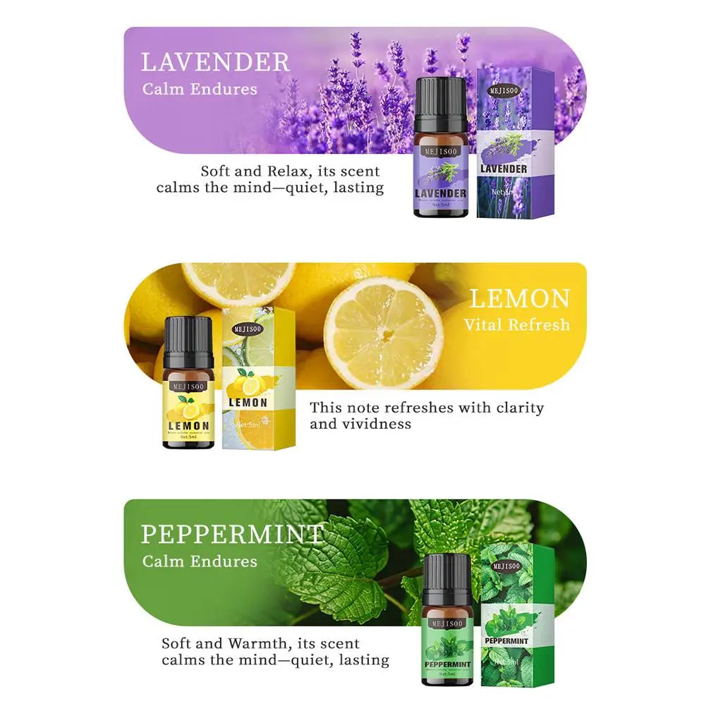 5ml Natural Essential Oils Rosemary Tea Tree Lemon Lavender Lemongrass Eucalyptus Peppermint Sweet Orange Fragrance Oil