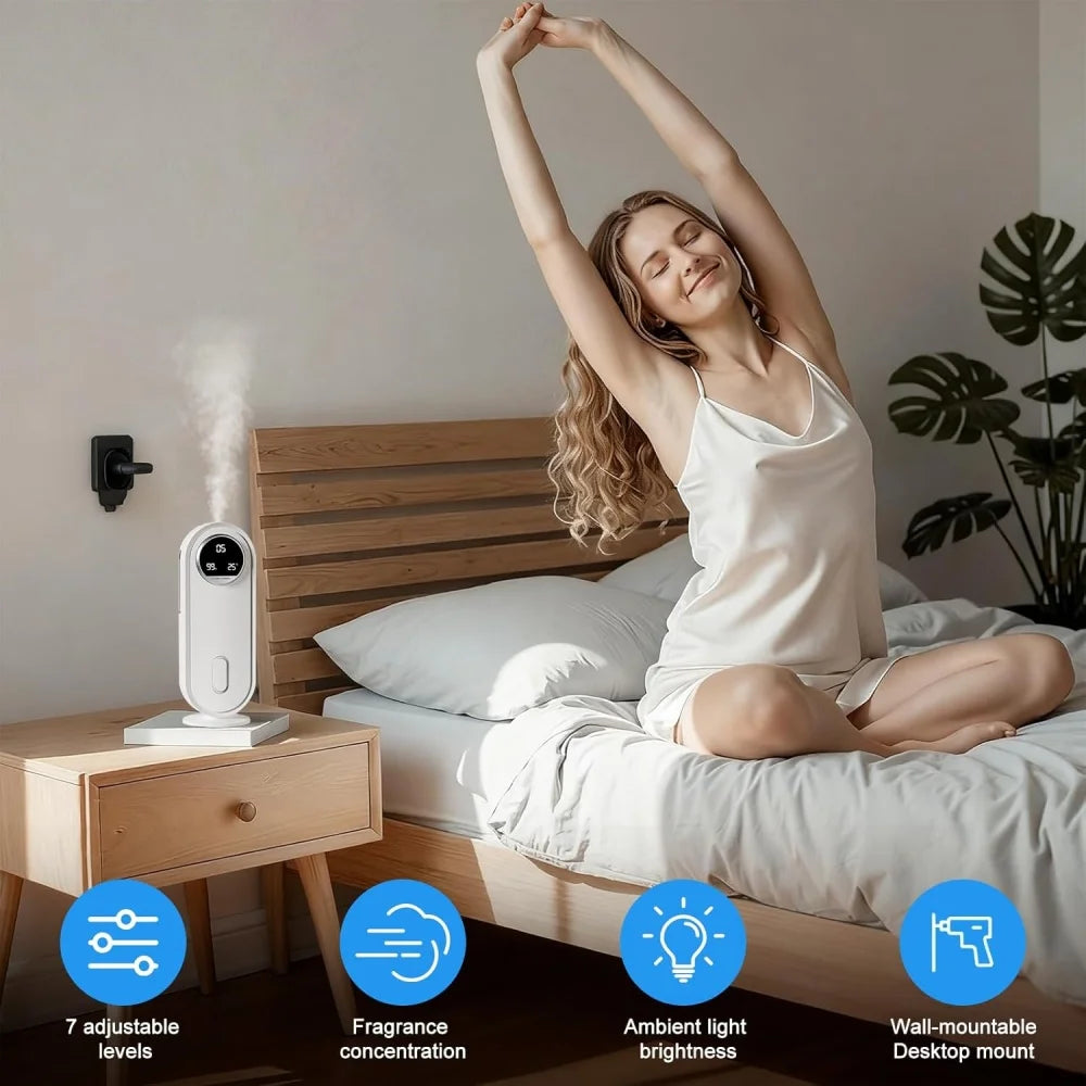 Waterless Scent Diffuser 1800mAh Aroma Essential Oil Diffuser Home Hotels Portable Nebulizing Diffuser Aromatherapy Machine