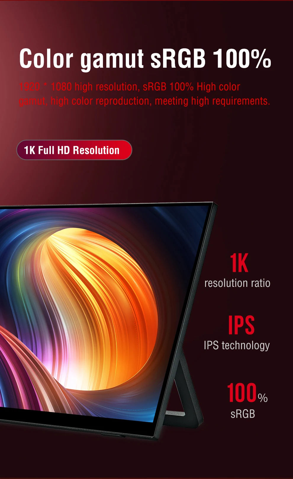 Anmite 18.5 inch Portable Touch Monitor 120Hz 100% sRGB With Screen Holder Stand For Laptop Phone Xbox PS4 PS5 Switch