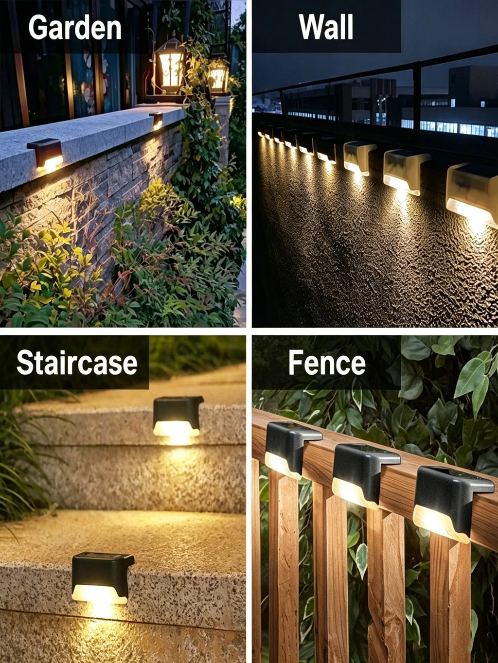 Solar Lights Outdoor Waterproof, Garden Fence Lights, Landscape Terrace Solar Step Lights - Suitable for Step Lighting Decoration, Guardrail Lighting, Etc