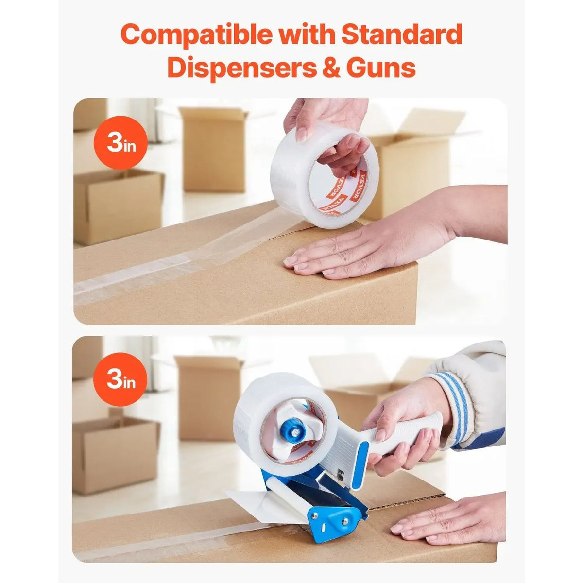 3-Inch Core Heavy Duty Clear Packing Tape 18 Rolls 1.88" X 65 Yards 2.7 Mil Thick No Dispensers Model D0100X3RT9P