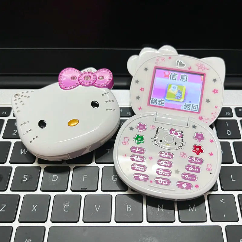 2024 Sanrio Hello Kitty Flip Phone Kawaii K688 Cartoon Taiml Cute Mini Phone Birthday Fashion Gift Toys Christmas For Anime Fans