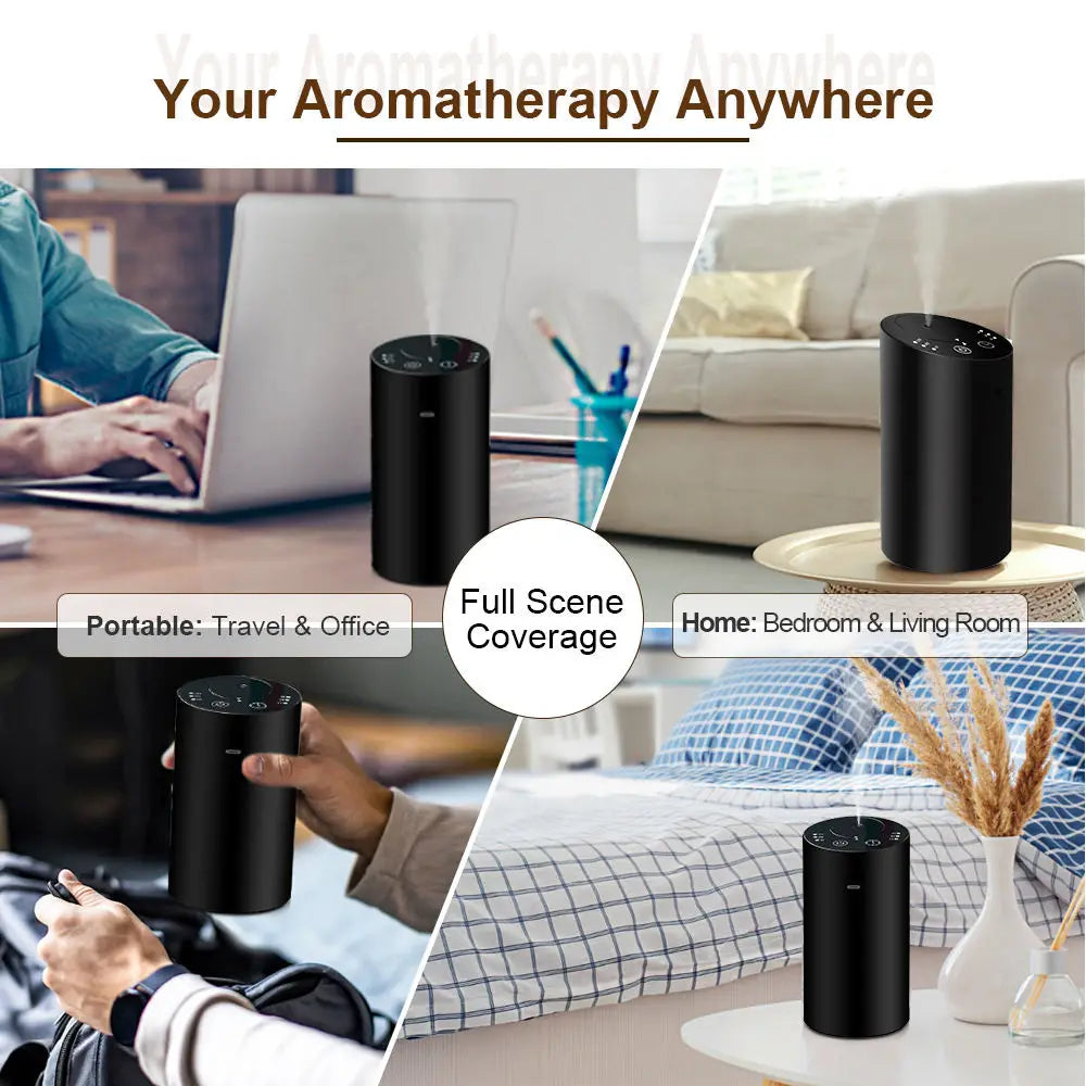 Aluminum Waterless Car Aroma Diffuser 2000mAh Portable Smart Essential Oil Scent Machine Wireless Nebulizer for Auto Home Office