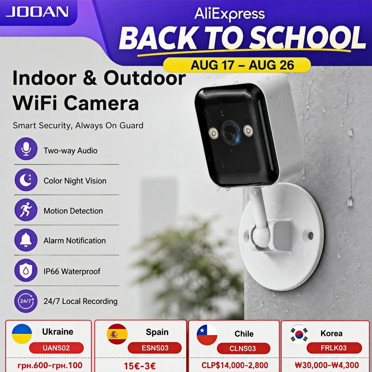 JOOAN 1080P Wifi Security Camera Outdoor&Indoor 5X Zoom Motion Detect Two-Way Audio Smart Home Security IP Camera for Baby & Pet