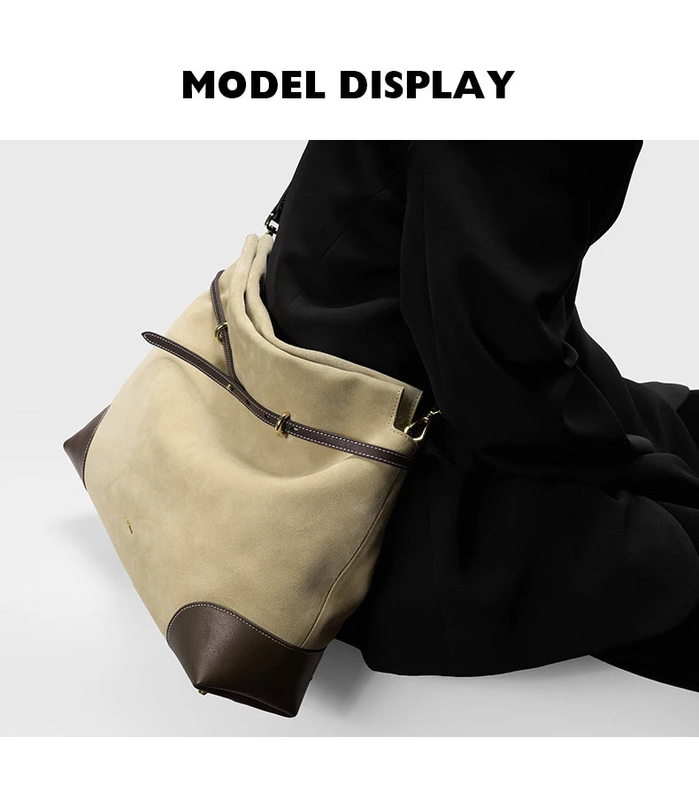 2026 ﻿Genuine Suede Women's Bag Large Capacity Crossbody Underarm Tote for Commuting Multi-functional BAFELLI Hobo Bag
