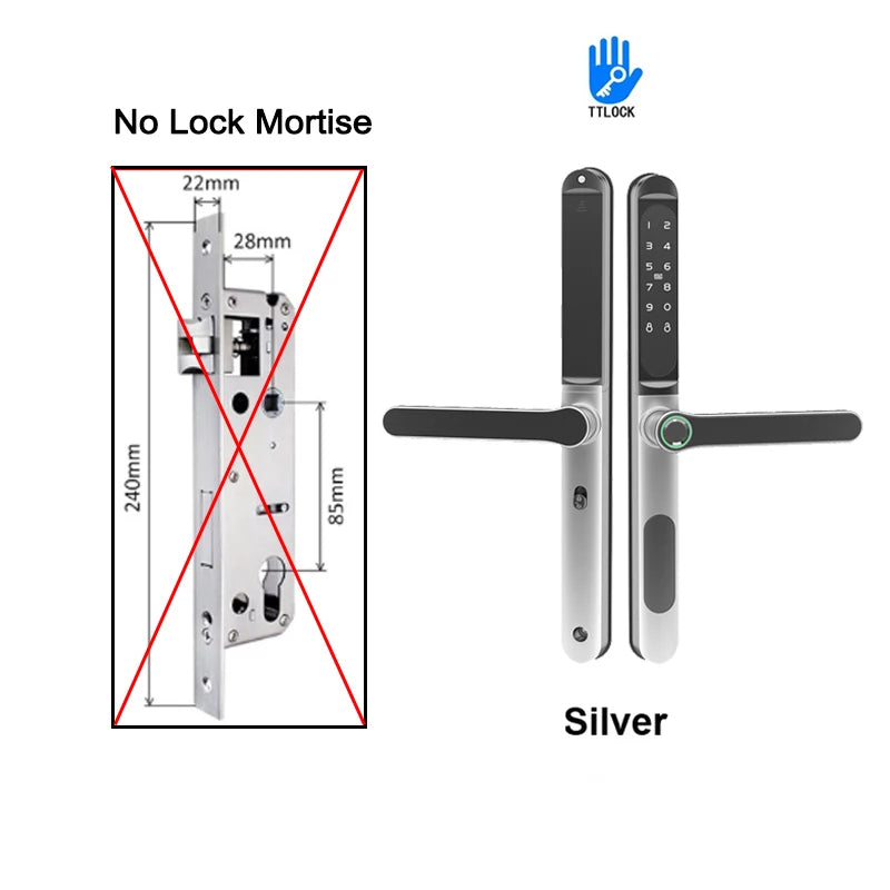 TTLock App Smart Aluminum Door Lock Waterproof Fingerprint Digital Password RFID Keyless Electronic Sliding Glass Door Lock