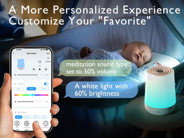 Momcozy Baby White Noise Sound Machine for Baby Sleeping, Night Light, 34 Soothing Sounds, Timer, App Remote Control,Alarm Clock