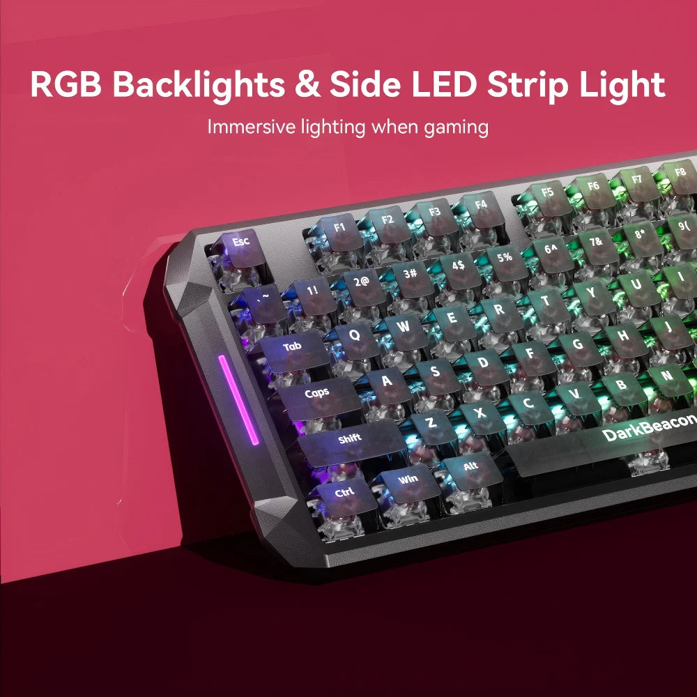 DarkBeacon Flux 87 Hall Effect Gaming Keyboard Wired, 80% Layout PC MAC Esports Keyboards, Red HE Magnetic Switch, 0.01mm Rapid Trigger, Adjustable Actuation, 8000Hz Polling, Hot Swappable, RGB Backlit, RS/SOCD/DKS/MT