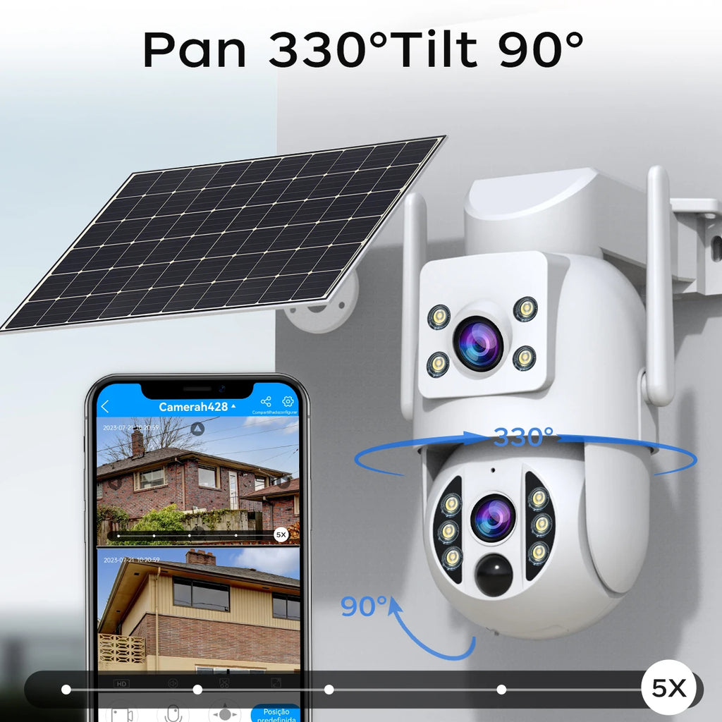 JOOAN 4K WiFi Solar Camera Dual Lens Outdoor Wireless AI Human PTZ IP Camera Built-in Battery Video Surveillance Camera